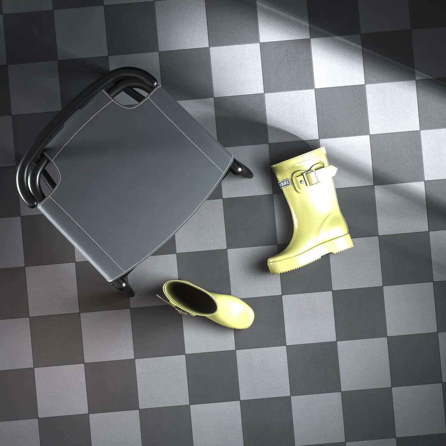 Suelo damero cemento gris y negro Suelo de baldosas de cemento auténtico con diseño en forma de damero gris y negro