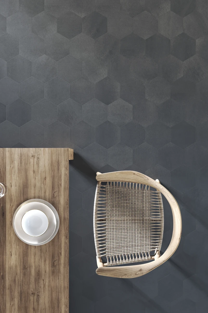 Suelo de baldosas hexagonales