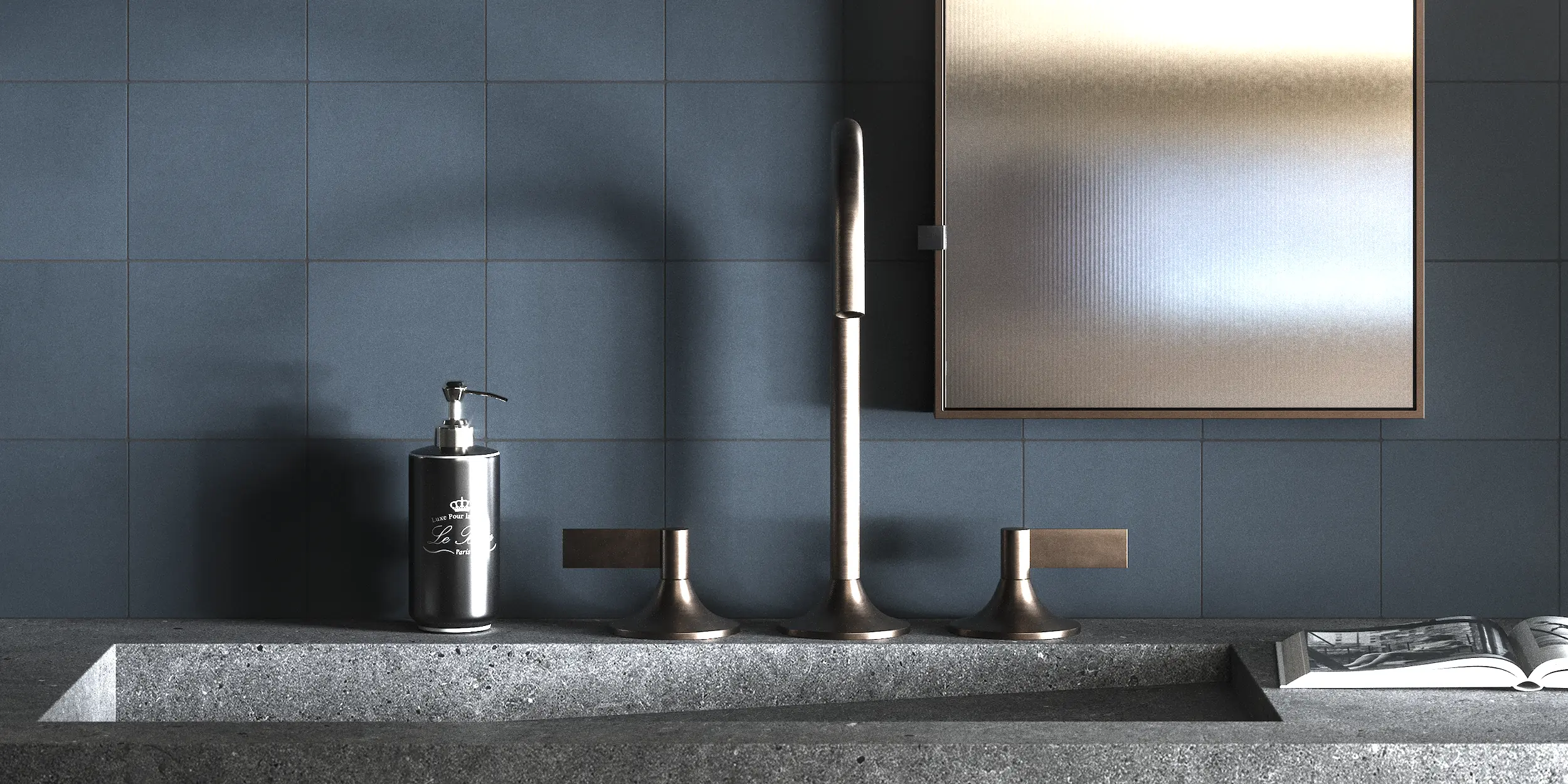 Azulejo azul océano • Serie Croma 15x15 Azul Océano Azulejo de cemento natural color azul océano con pigmentos orgánicos para proyectos de diseño