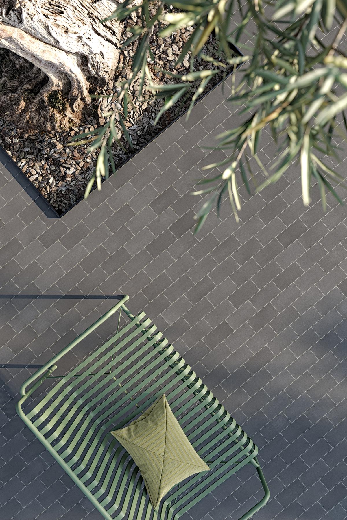 Suelo de terraza con adoquines antideslizantes Paviblock de 1,8 cm de espesor e instalación en bajo espesor