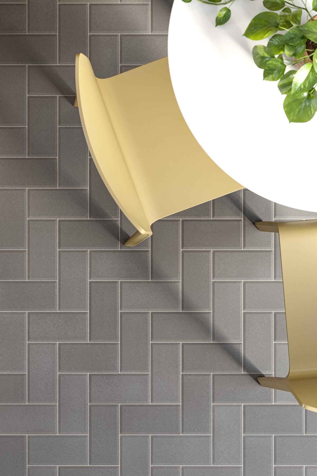 Suelo instalado con adoquines antideslizantes Paviblock de 1,8 cm en color gris