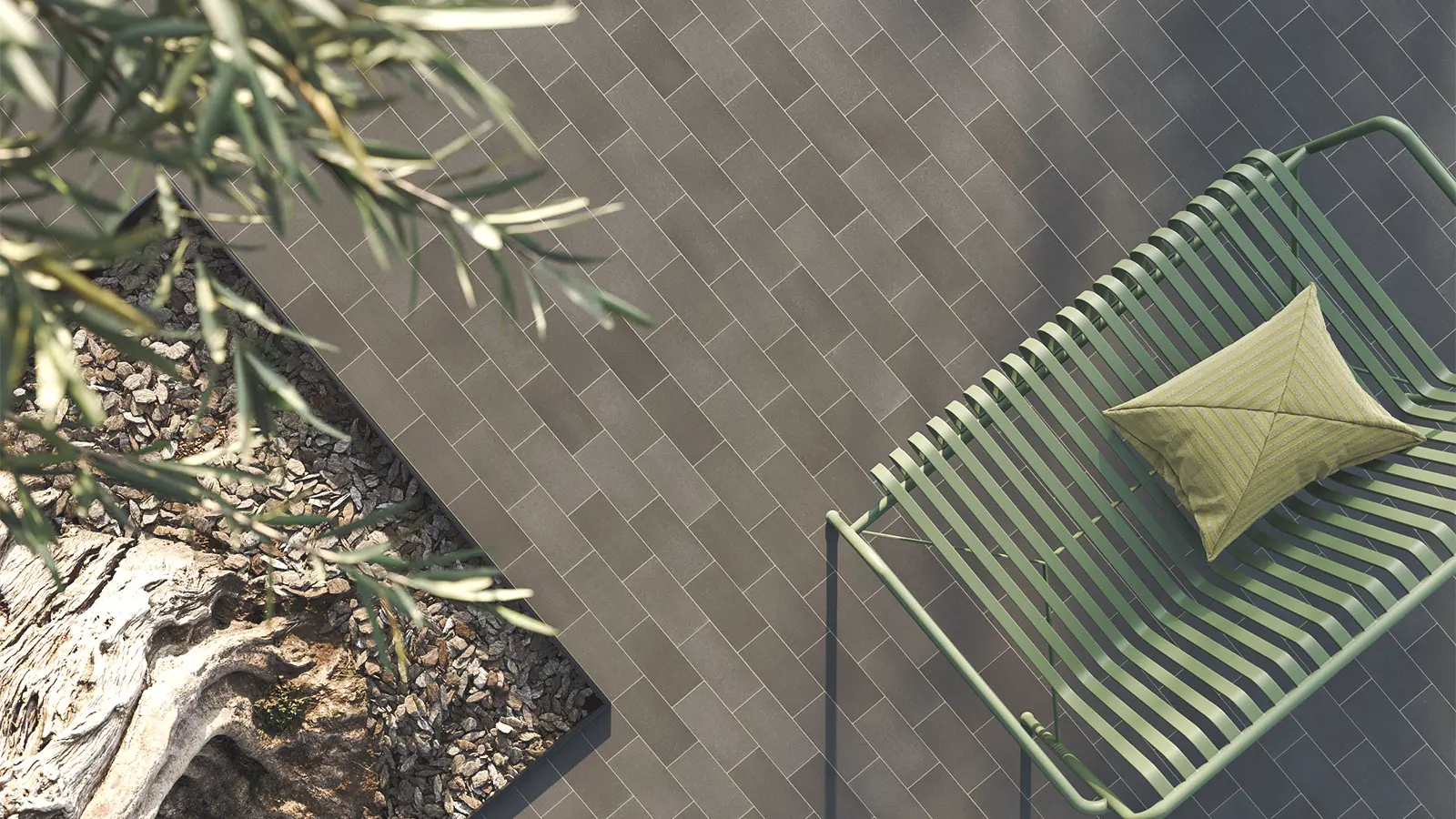 Pavimento de terraza hecho de baldosas de exterior antideslizantes