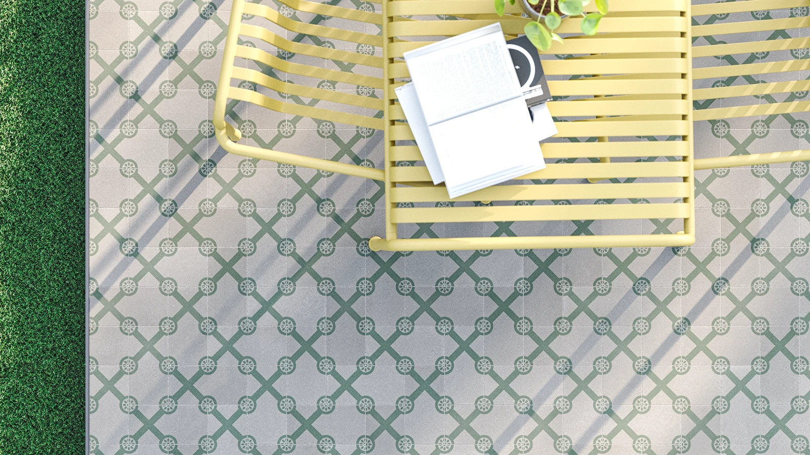 Suelo de terraza residencial realizada con azulejos de exterior