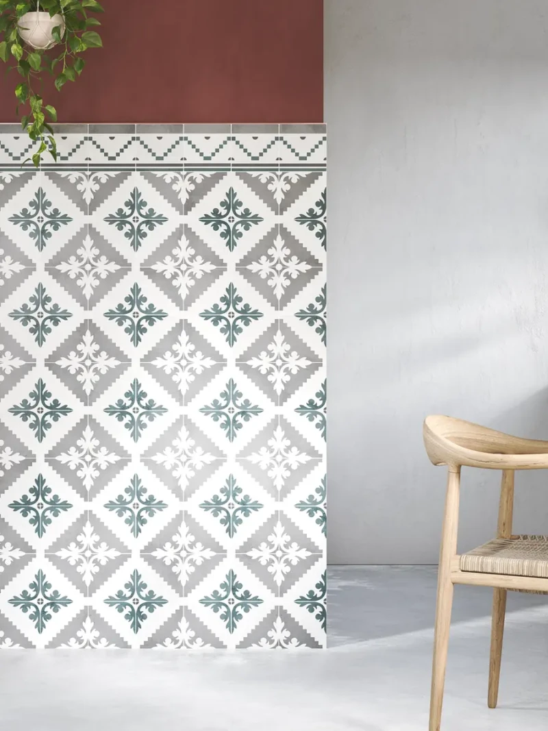 Pared de cocina con azulejos en varios colores
